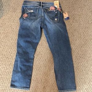 Floral Embroidered Mazy Silver Jeans